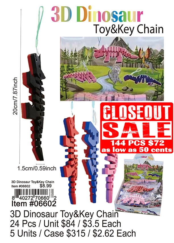 3D Dinosaur Toy - Closeout 144 Pcs.